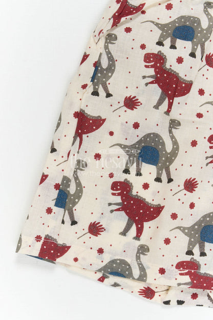 The Nesavu Boys Casual Set Boys Co Ord Set for Vacation Wear and Summer Outings Nesavu Nesavu Boys Cotton Co Ord Set For Vacation Wear With Dinosaur Print Shirt And Shorts Summer Outfit