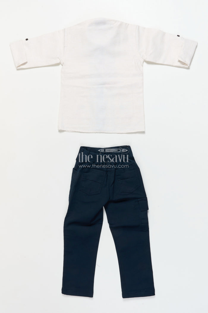 The Nesavu Boys Casual Set Boys Cotton Blazer Outfit for Festive Casual and School Functions Nesavu Nesavu boys printed cotton blazer outfit ethnic motifs school events festive casual wear