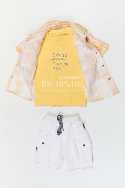 The Nesavu Boys Casual Set Boys Cotton Casual Outfit for Outings and Summer Wear Nesavu Nesavu boys cotton casual outfit for outings with breathable fabric and comfortable shorts summer kids wear