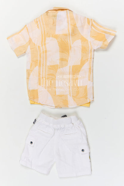 The Nesavu Boys Casual Set Boys Cotton Casual Outfit for Outings and Summer Wear Nesavu Nesavu boys cotton casual outfit for outings with breathable fabric and comfortable shorts summer kids wear