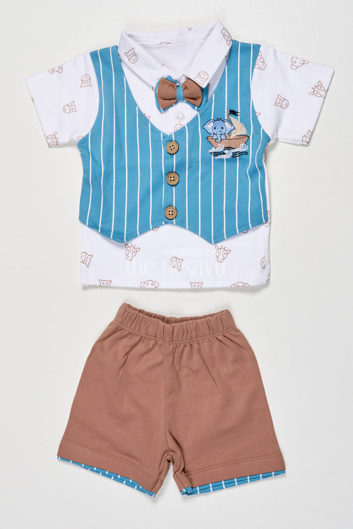 The Nesavu Boys Casual Set Boys Cotton Casual Set for Everyday Comfort and Fun Nesavu 14 (6M) / Blue BCS513B-14 Nesavu boys cotton casual wear set shirt shorts daily comfort summer play