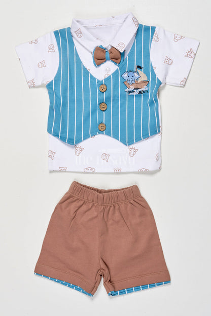 The Nesavu Boys Casual Set Boys Cotton Casual Set for Everyday Comfort and Fun Nesavu 14 (6M) / Blue BCS513B-14 Nesavu boys cotton casual wear set shirt shorts daily comfort summer play