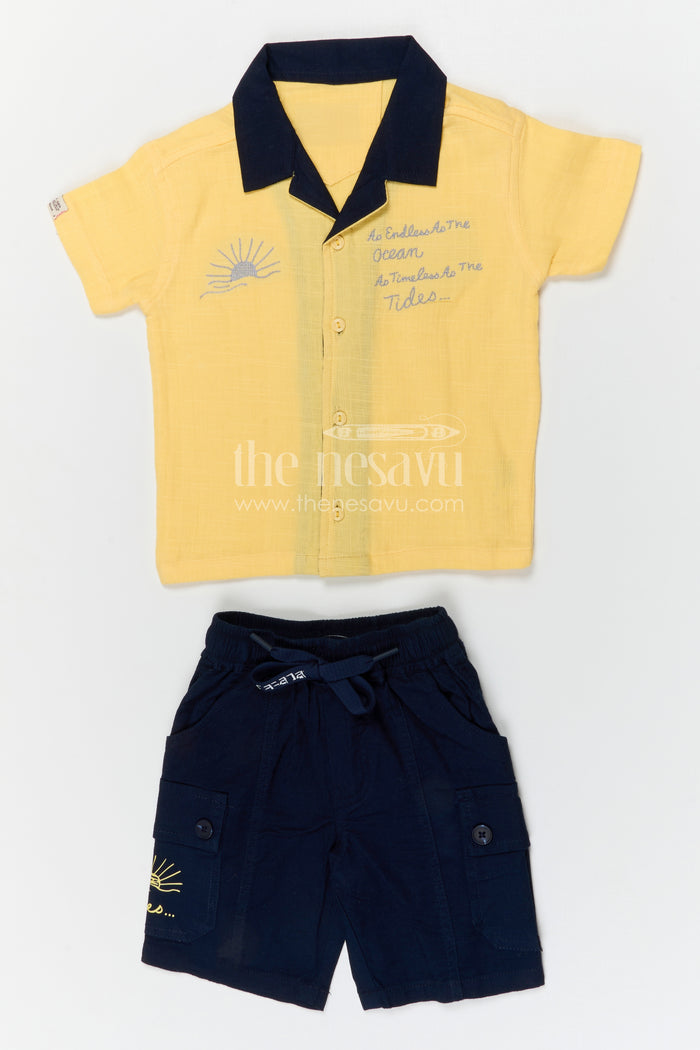 The Nesavu Boys Casual Set Boys Cotton Casual Set for Playtime and Everyday Comfort Nesavu Nesavu boys cotton casual set for playtime with breathable fabric and easy fit shorts everyday wear