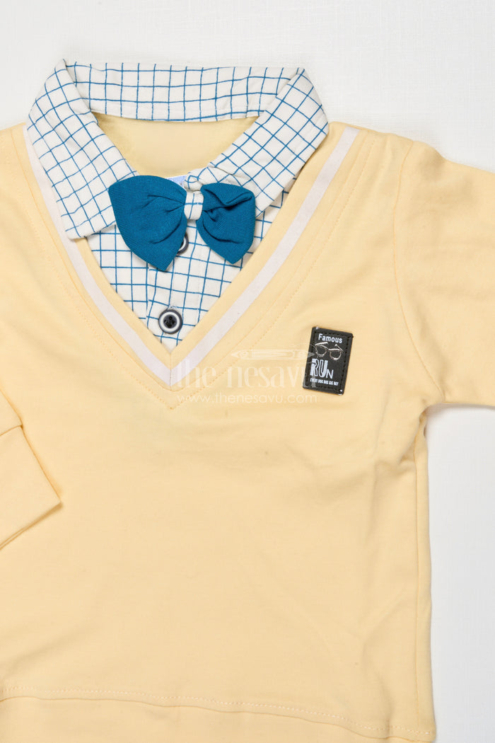 The Nesavu Boys Casual Set Boys Cotton Casual Set with Full Sleeves for Playful Days Nesavu Nesavu boys full-sleeve cotton casual set cartoon top playful comfort daily wear