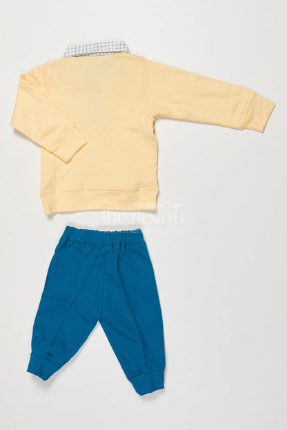 The Nesavu Boys Casual Set Boys Cotton Casual Set with Full Sleeves for Playful Days Nesavu Nesavu boys full-sleeve cotton casual set cartoon top playful comfort daily wear