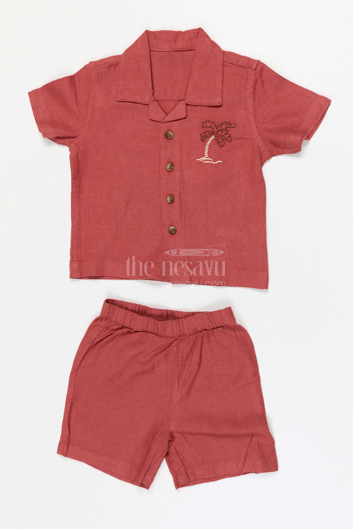 The Nesavu Boys Casual Set Boys Cotton Co Ord Set for Birthday Parties and Outings Nesavu 12 (3M) / Pink / Cotton BCS557B-12 Nesavu Boys Cotton Co Ord Set For Birthday Parties Casual Celebrations And Family Outings
