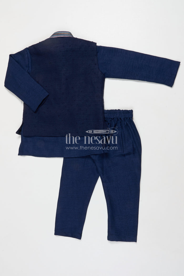 The Nesavu Boys Jacket Sets Boys Cotton Jacket Set for Festive Functions and Wedding Receptions Nesavu Nesavu boys cotton jacket kurta set for festive functions and traditional ceremonies