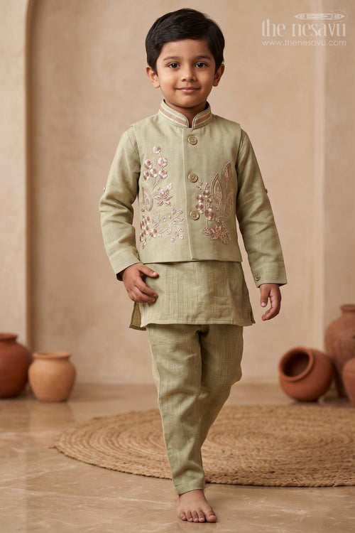 Boys Cotton Jacket Set for Festive Gatherings and Daytime Functions