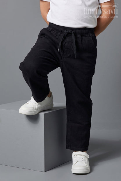 The Nesavu Boys Pant Boys Cotton Pants for Daily Wear and Casual Outings Nesavu 16 (1Y) / Black / Muslin Cotton BWP031J-16 Nesavu Boys Muslin Cotton Pants For Daily Wear Comfortable Breathable Casual Outfit For Kids