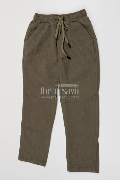 The Nesavu Boys Pant Boys Cotton Pants for Everyday Comfort and Casual Outings Nesavu 22 (4Y) / Green / Muslin Cotton BWP026B-22 Nesavu boys muslin cotton pants comfortable everyday casual wear for kids