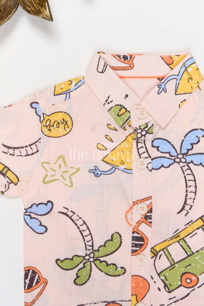 The Nesavu Boys Cotton Shirt Boys Cotton Printed Shirt for Casual Outings and Everyday Wear Nesavu Nesavu boys cotton printed shirt casual everyday outfit for kids with playful digital print