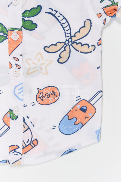 The Nesavu Boys Cotton Shirt Boys Cotton Printed Shirt for Casual Playtime and Outings Nesavu Nesavu boys cotton printed shirt casual kids outfit for everyday wear and outings