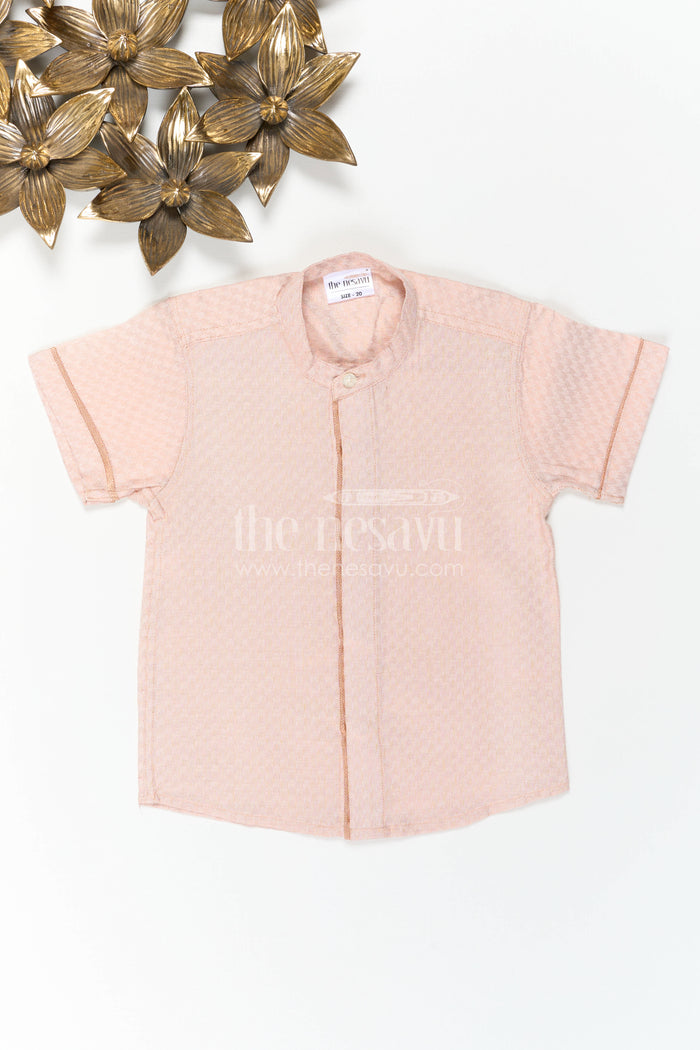 The Nesavu Boys Cotton Shirt Boys Cotton Shirt for Birthday Lunch Outings Nesavu Nesavu Boys Cotton Shirt For Birthday Lunch Outings With Mandarin Collar And Textured Finish