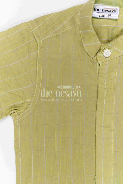 The Nesavu Boys Cotton Shirt Boys Cotton Shirt for Daily Wear and Casual Outings Nesavu Nesavu Boys Green Cotton Shirt With Checked Design For Casual Wear Daily Outings And Comfortable Styling