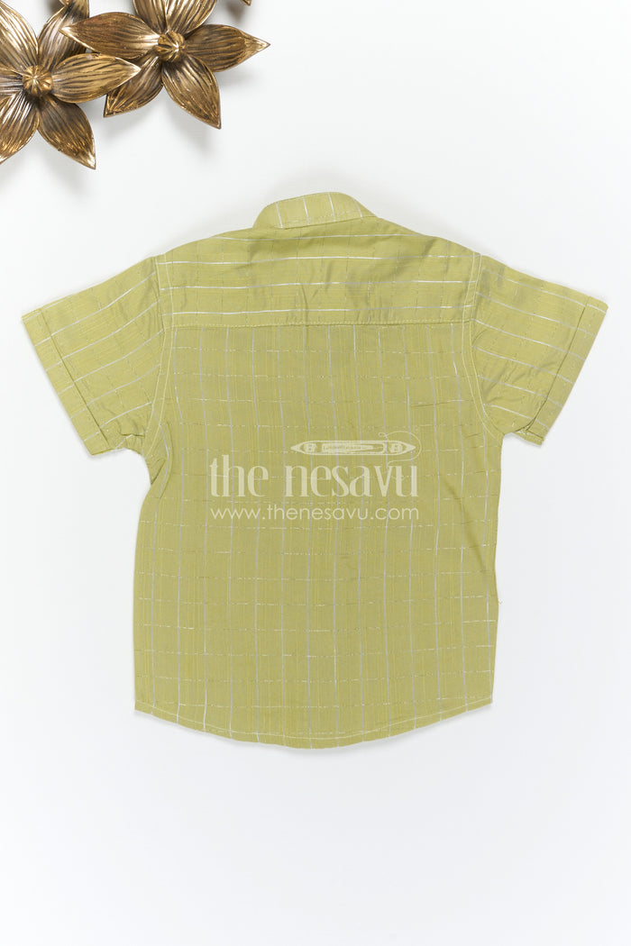 The Nesavu Boys Cotton Shirt Boys Cotton Shirt for Daily Wear and Casual Outings Nesavu Nesavu Boys Green Cotton Shirt With Checked Design For Casual Wear Daily Outings And Comfortable Styling