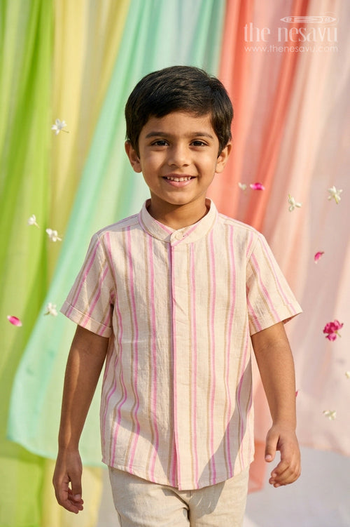 The Nesavu Boys Cotton Shirt Boys Cotton Shirt for Daily Wear and Outdoor Sports Play Nesavu 14 (6M) / Multicolor / Cotton BS465A-14 Nesavu Boys Cotton Striped Shirt For Daily Wear And Outdoor Play With Breathable Comfortable Fabric