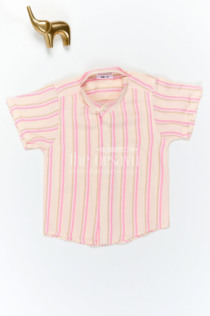 The Nesavu Boys Cotton Shirt Boys Cotton Shirt for Daily Wear and Outdoor Sports Play Nesavu Nesavu Boys Cotton Striped Shirt For Daily Wear And Outdoor Play With Breathable Comfortable Fabric