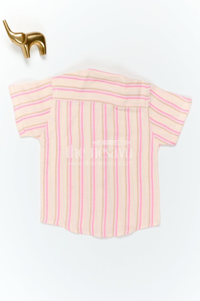 The Nesavu Boys Cotton Shirt Boys Cotton Shirt for Daily Wear and Outdoor Sports Play Nesavu Nesavu Boys Cotton Striped Shirt For Daily Wear And Outdoor Play With Breathable Comfortable Fabric
