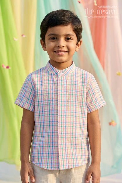 The Nesavu Boys Cotton Shirt Boys Cotton Shirt for Family Outings and Weekend Wear Nesavu 14 (6M) / Multicolor / Cotton BS441A-14 Nesavu Boys Cotton Checked Shirt For Family Outings And Weekend Wear With Breathable Multicolour Design