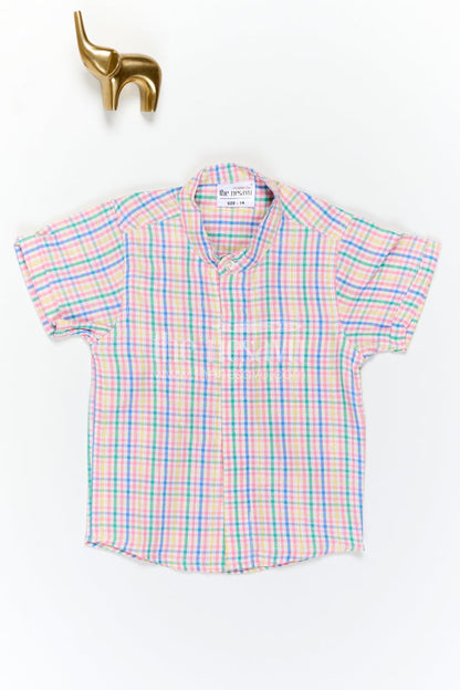 The Nesavu Boys Cotton Shirt Boys Cotton Shirt for Family Outings and Weekend Wear Nesavu Nesavu Boys Cotton Checked Shirt For Family Outings And Weekend Wear With Breathable Multicolour Design