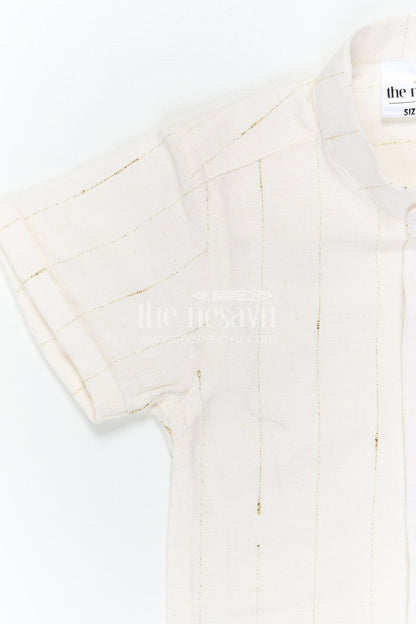 The Nesavu Boys Cotton Shirt Boys Cotton Shirt for Festive Occasions and Traditional Wear Nesavu Nesavu Boys Cotton Shirt With Zari Design For Festive Occasions And Traditional Wear With Breathable Comfort