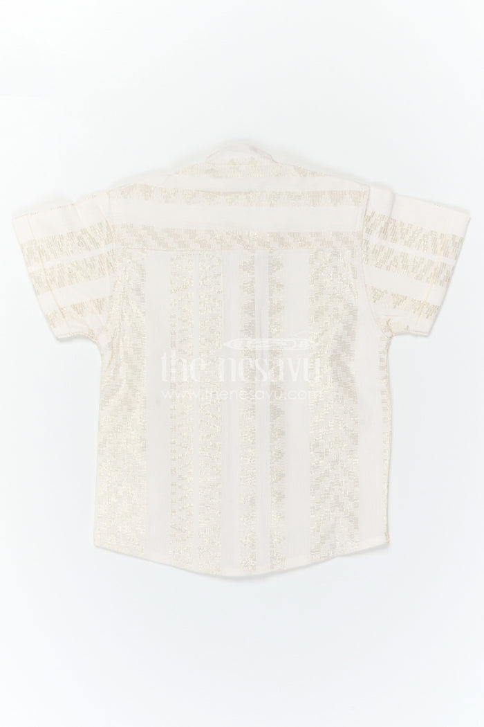 The Nesavu Boys Cotton Shirt Boys Cotton Shirt for Festive Occasions and Traditional Wear Nesavu Nesavu Boys Cotton Shirt With Zari Design For Festive Occasions And Traditional Wear With Breathable Fabric