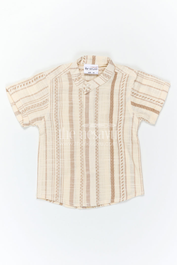 The Nesavu Boys Cotton Shirt Boys Cotton Shirt for Festive Wear and Special Occasional Event Nesavu Nesavu Boys Cotton Jacquard Shirt For Festive Wear And Special Occasions With Breathable Textured Fabric
