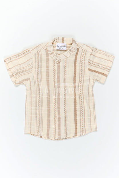 The Nesavu Boys Cotton Shirt Boys Cotton Shirt for Festive Wear and Special Occasional Event Nesavu Nesavu Boys Cotton Jacquard Shirt For Festive Wear And Special Occasions With Breathable Textured Fabric