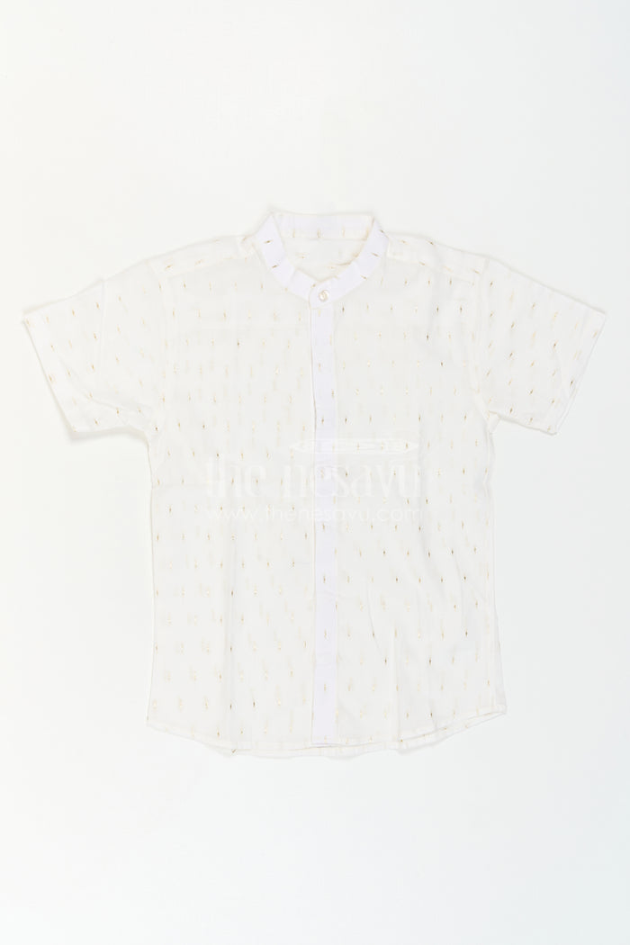 The Nesavu Boys Cotton Shirt Boys Cotton Shirt for Festive Wear and Special Occasions Nesavu Nesavu Boys Cotton Shimmer Butti Shirt For Festive Wear And Special Occasions With Breathable Fabric