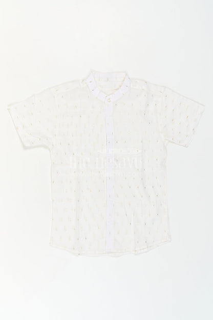 The Nesavu Boys Cotton Shirt Boys Cotton Shirt for Festive Wear and Special Occasions Nesavu Nesavu Boys Cotton Shimmer Butti Shirt For Festive Wear And Special Occasions With Breathable Fabric