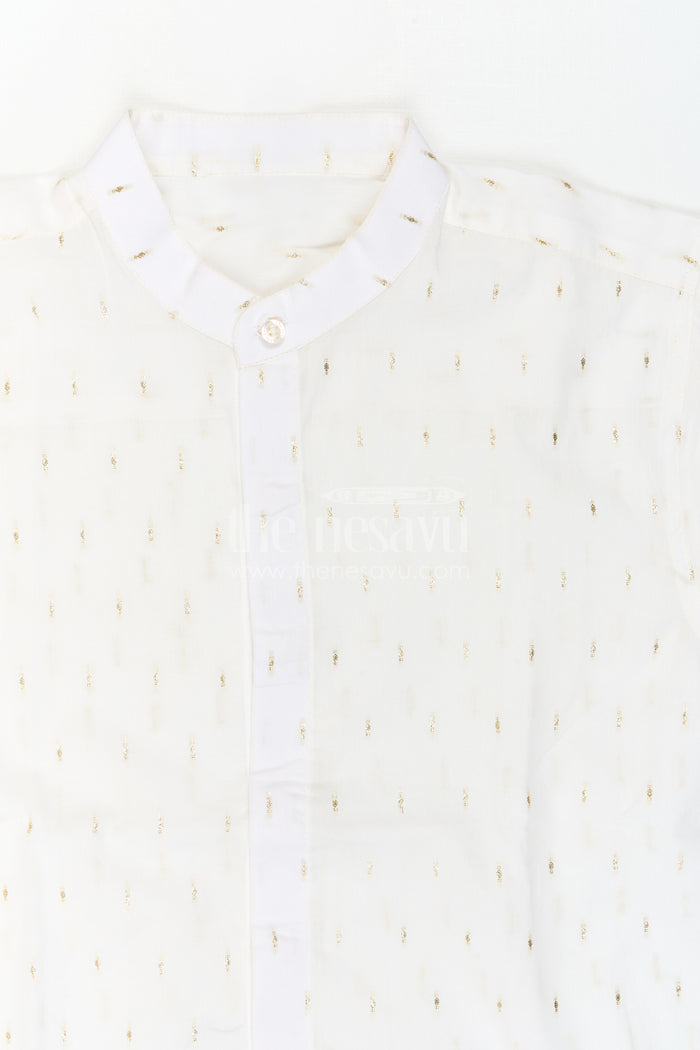 The Nesavu Boys Cotton Shirt Boys Cotton Shirt for Festive Wear and Special Occasions Nesavu Nesavu Boys Cotton Shimmer Butti Shirt For Festive Wear And Special Occasions With Breathable Fabric