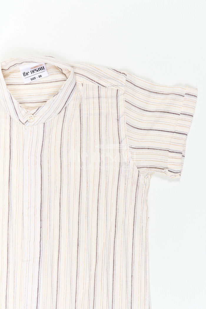The Nesavu Boys Cotton Shirt Boys Cotton Shirt for School Ethnic Day Nesavu Nesavu Boys Cotton Shirt For School Ethnic Day With Striped Design And Mandarin Collar