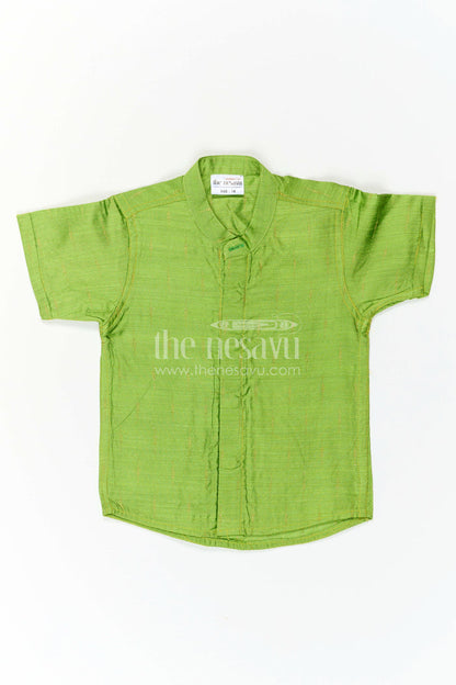 The Nesavu Boys Cotton Shirt Boys Cotton Shirt for School Events and Family Celebrations Nesavu Nesavu Boys Chanderi Cotton Shirt With Jacquard Print For School Events And Celebrations