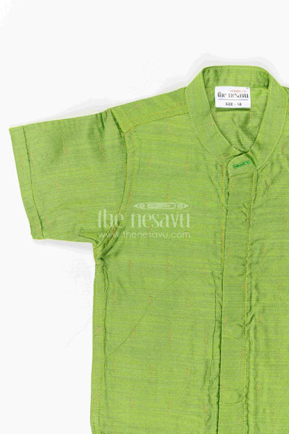 The Nesavu Boys Cotton Shirt Boys Cotton Shirt for School Events and Family Celebrations Nesavu Nesavu Boys Chanderi Cotton Shirt With Jacquard Print For School Events And Celebrations