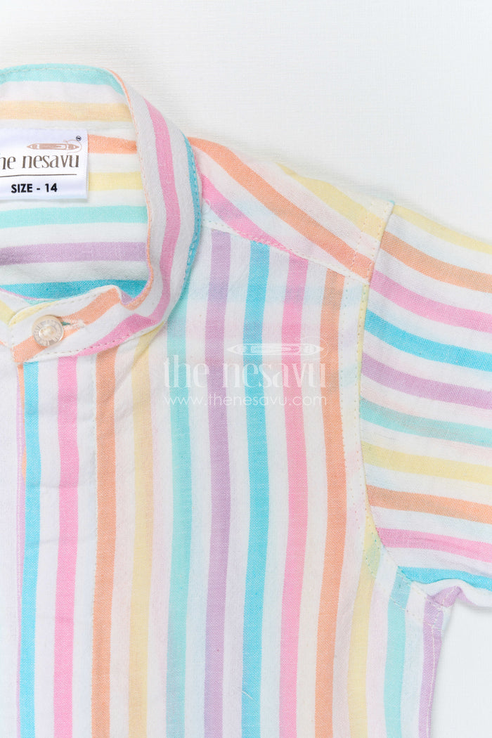 The Nesavu Boys Cotton Shirt Boys Cotton Shirt for Summer Outings and Casual Wear Nesavu Nesavu Boys Cotton Striped Shirt For Summer Outings And Casual Wear With Breathable Comfortable Fabric