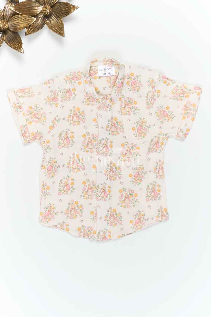 The Nesavu Boys Cotton Shirt Boys Cotton Shirt for Summer Outings and Playful Day Wear Nesavu Nesavu Boys Muslin Cotton Printed Shirt For Summer Outings And Daily Wear With Breathable Lightweight Fabric