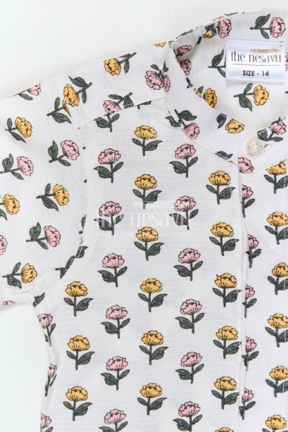 The Nesavu Boys Cotton Shirt Boys Cotton Shirt for Summer Wear and Playful Outings Nesavu Nesavu Boys Cotton Floral Printed Shirt For Summer Wear And Casual Outings With Breathable Lightweight Fabric