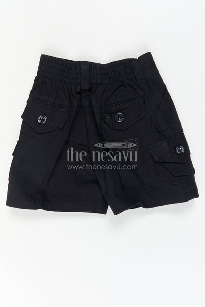 The Nesavu Boys Shorts Boys Cotton Shorts for Rough Play and School Routines Nesavu Nesavu boys cargo cotton shorts with badge detail – ideal for school and outdoor fun