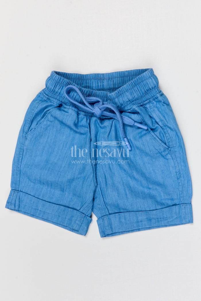 The Nesavu Boys Shorts Boys Cotton Shorts for Sports Practice and Everyday Play Nesavu 14 (6M) / Blue / Cotton BWS092B-14 Nesavu boys cotton shorts for sports practice and everyday play breathable kids drawstring shorts