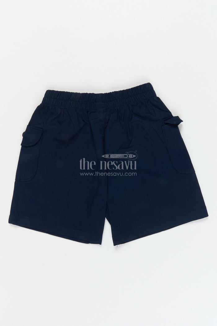 The Nesavu Boys Shorts Boys Cotton Shorts with Back Pockets for School and Casual Wear Nesavu 16 (1Y) / Blue / Cotton BWS072E-16 Nesavu boys everyday cotton shorts with back pockets – perfect for school and casual dressing