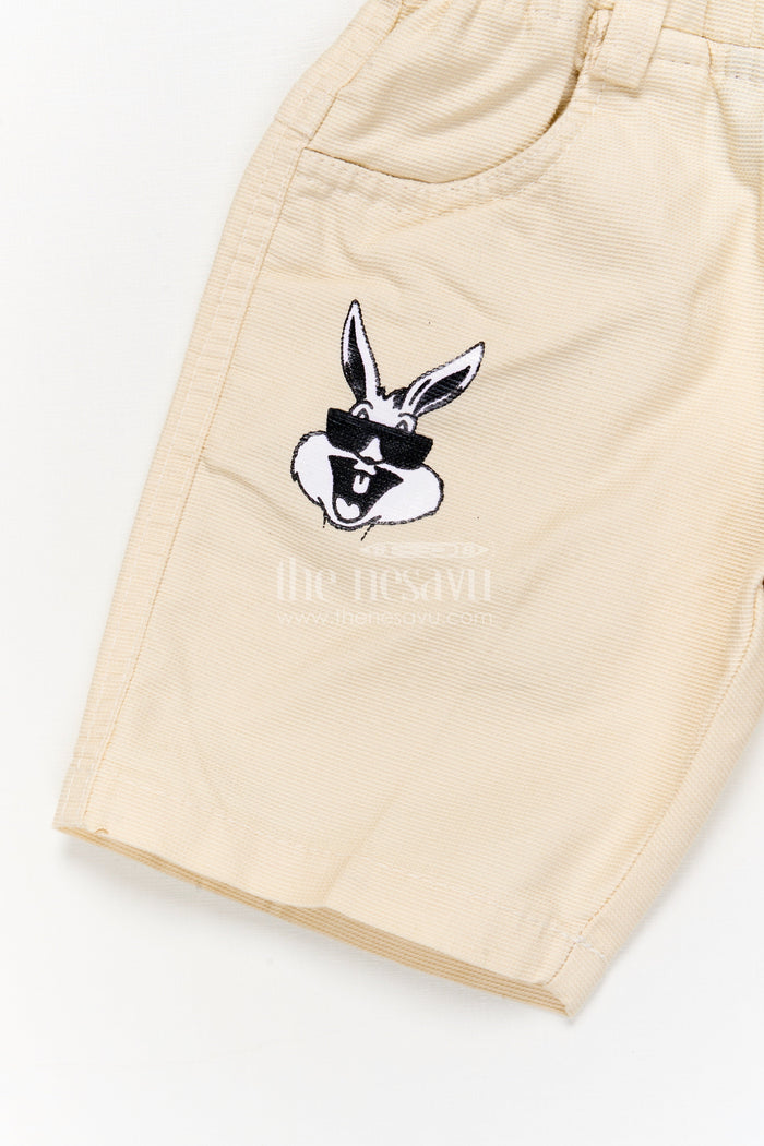 The Nesavu Boys Shorts Boys Cotton Shorts with Drawstring Waist and Cartoon Motif Nesavu Boys casual cotton shorts with cartoon graphic and flexible drawstring waistband