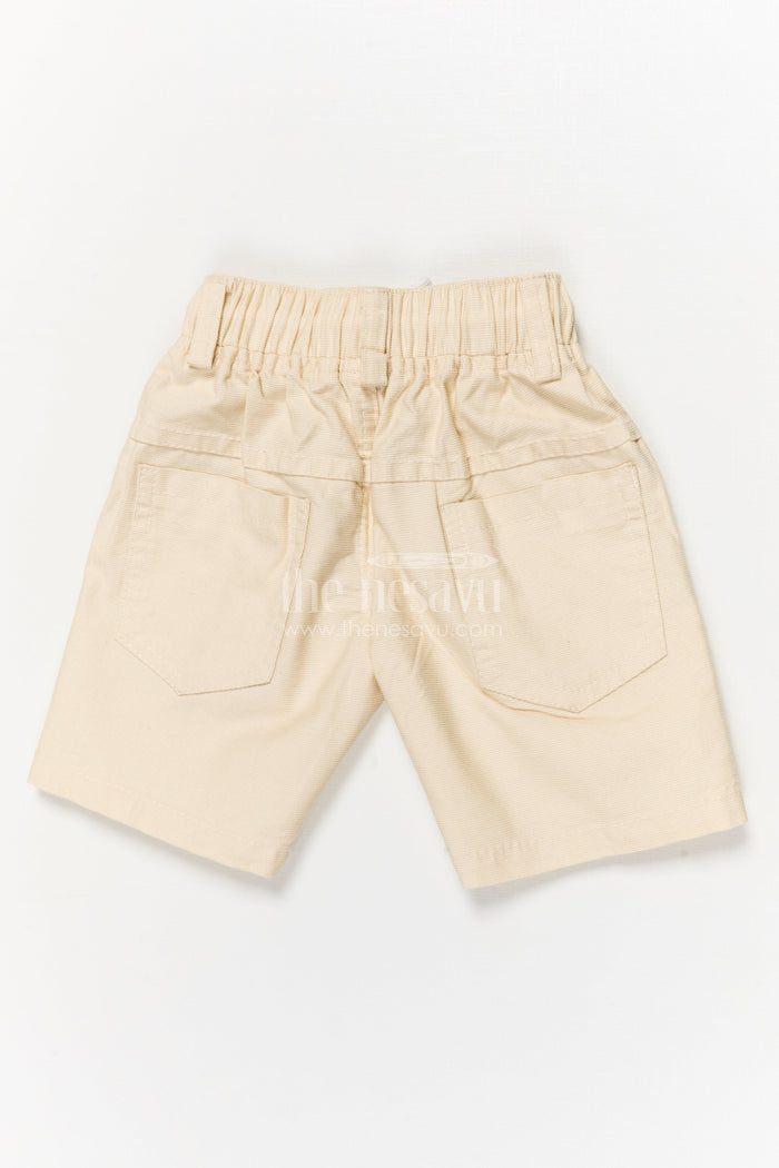 The Nesavu Boys Shorts Boys Cotton Shorts with Drawstring Waist and Cartoon Motif Nesavu Boys casual cotton shorts with cartoon graphic and flexible drawstring waistband