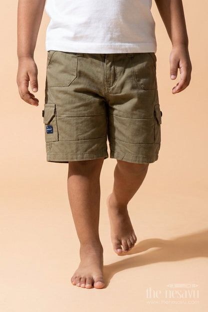 The Nesavu Boys Shorts Boys Cotton Shorts with Side Pockets for Everyday Movement Nesavu Nesavu cotton shorts for boys with utility design – perfect for active days, school and more