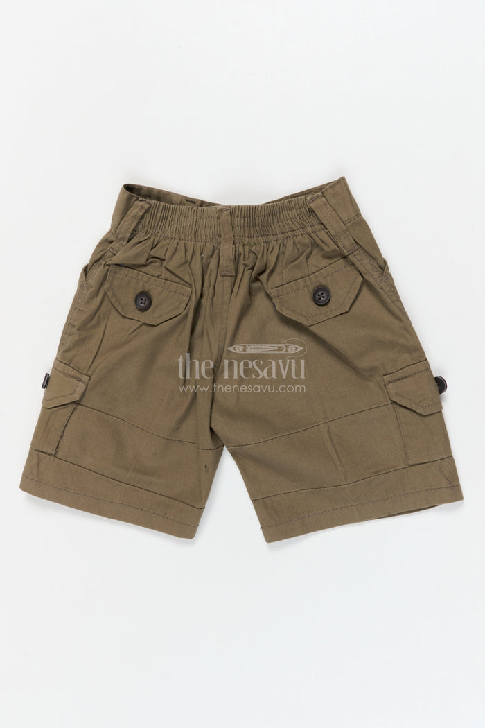 The Nesavu Boys Shorts Boys Cotton Shorts with Side Pockets for Everyday Movement Nesavu 16 (1Y) / Green / Cotton BWS074B-16 Nesavu cotton shorts for boys with utility design – perfect for active days, school and more
