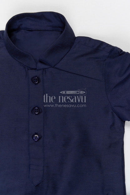The Nesavu Boys Dothi Set Boys Dhoti Set for Festive Occasions and Traditional Functions Nesavu Nesavu boys silk cotton dhoti set with embroidered jacket for festive occasions