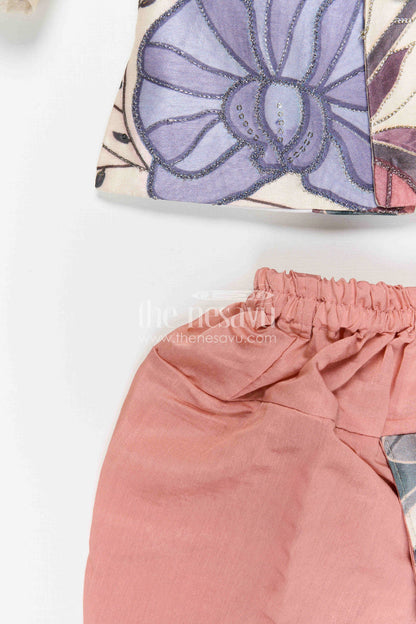 The Nesavu Boys Dothi Set Boys Dhoti Set for Festive Wear and Traditional Functions Nesavu Nesavu Boys Dhoti Set In Viscose Silk With Digital Print For Festive Wear And Traditional Functions In Cream