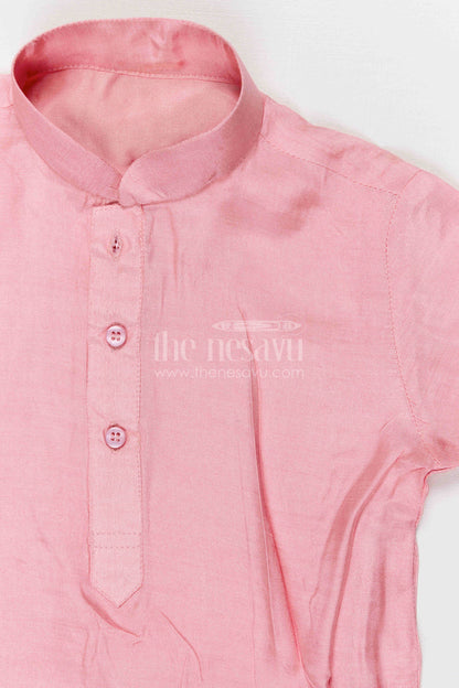 The Nesavu Boys Dothi Set Boys Dhoti Set for Naming Ceremony and Festive Occasions Nesavu Nesavu boys silk cotton dhoti set with designer jacket for naming ceremony and festive wear