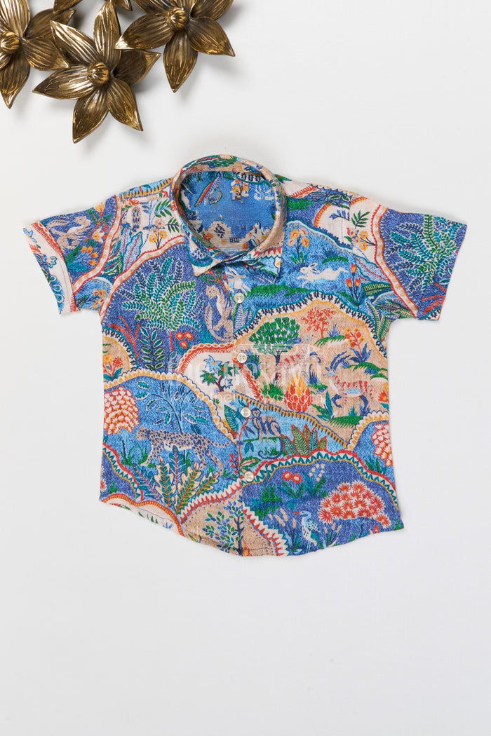 The Nesavu Boys Cotton Shirt Boys Digital Print Cotton Shirt for Vacation and Casual Days Nesavu 16 (1Y) / Multicolor / Cotton BS433A-16 Nesavu boys digital print cotton shirt for vacation wear breathable muslin cotton kids shirt
