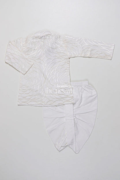 The Nesavu Boys Dothi Set Boys Dothi Set with Mirror and Sequence Embroidery Ethnic Festive Wear Nesavu Nesavu Boys Dothi Set Mirror Sequence Embroidery Festive Outfit