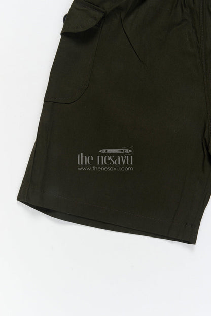 The Nesavu Boys Shorts Boys Easy-wear Cotton Shorts with Elastic Waist and Pocket Detailing Nesavu 16 (1Y) / Green / Cotton BWS072D-16 Nesavu boys cotton shorts with elastic waistband and flap pocket detail – great for everyday adventures